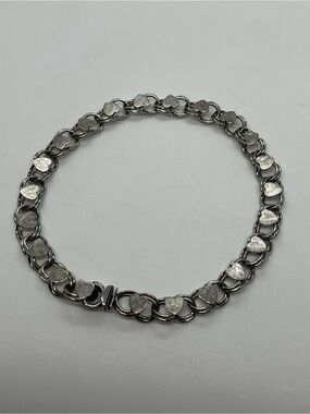 Vtg 925 Sterling Silver Starter Charm Bracelet Heart Link | 8”